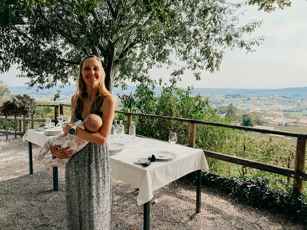 Lunch in Valdobbiadene, in the prosecco hills with a baby