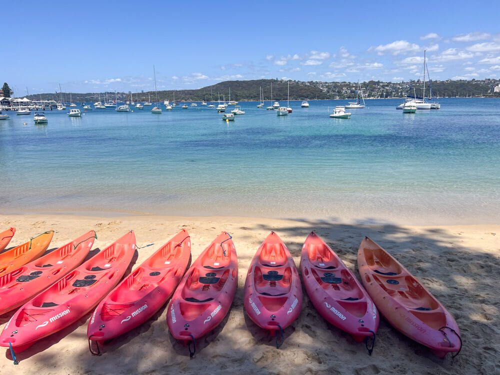 Kayaks on a sandy beach