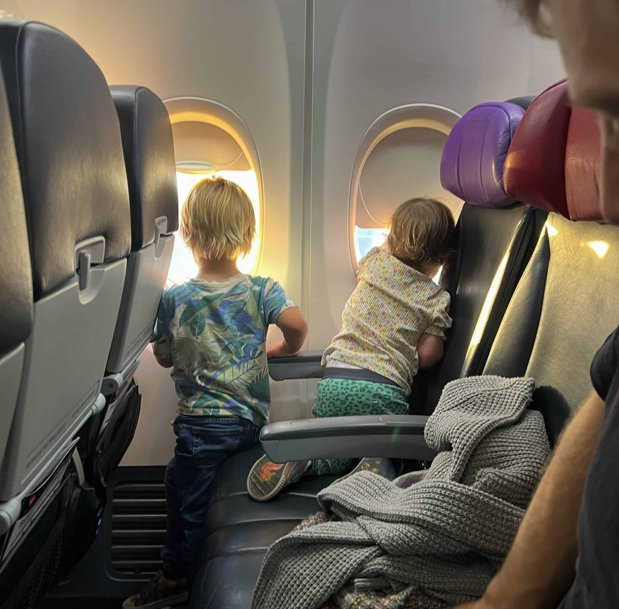 Flying with my two toddlers as they enjoy the view