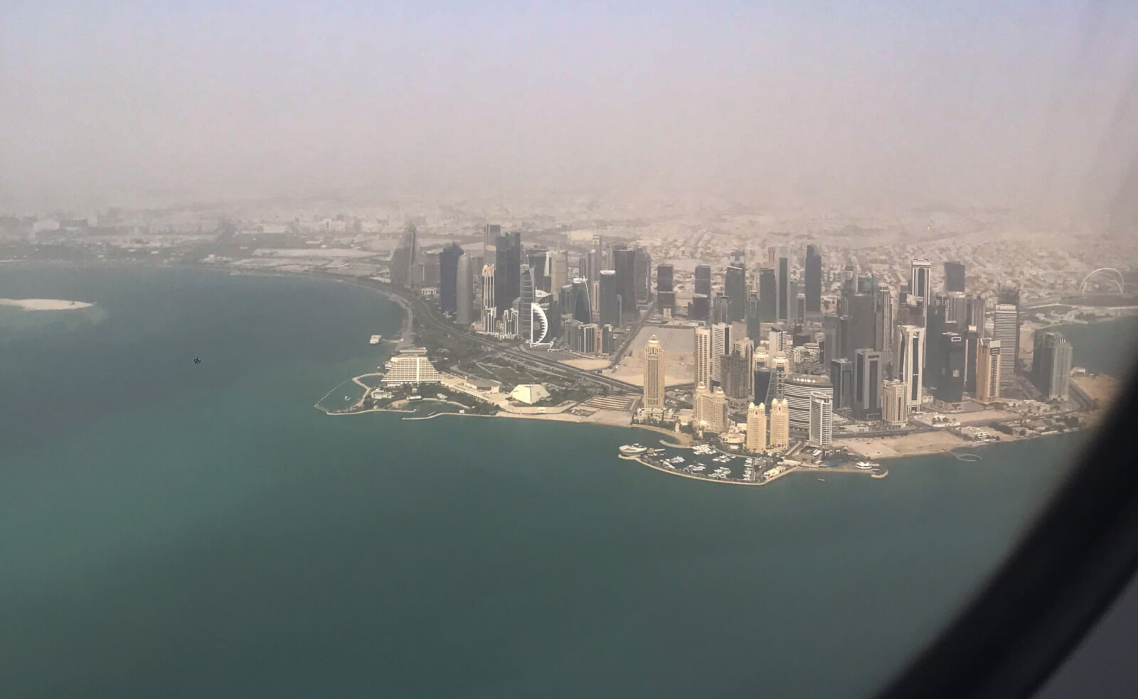 Skyscapers by the water in Doha