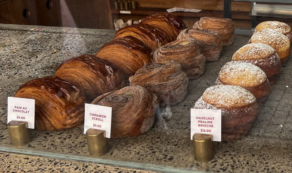 Delicious pastries at Rollers bakery in Manly