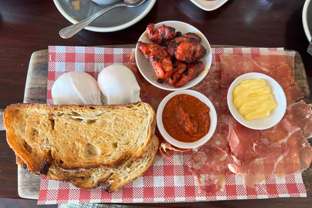 Breakfast board at one of the best restaurants in Manly