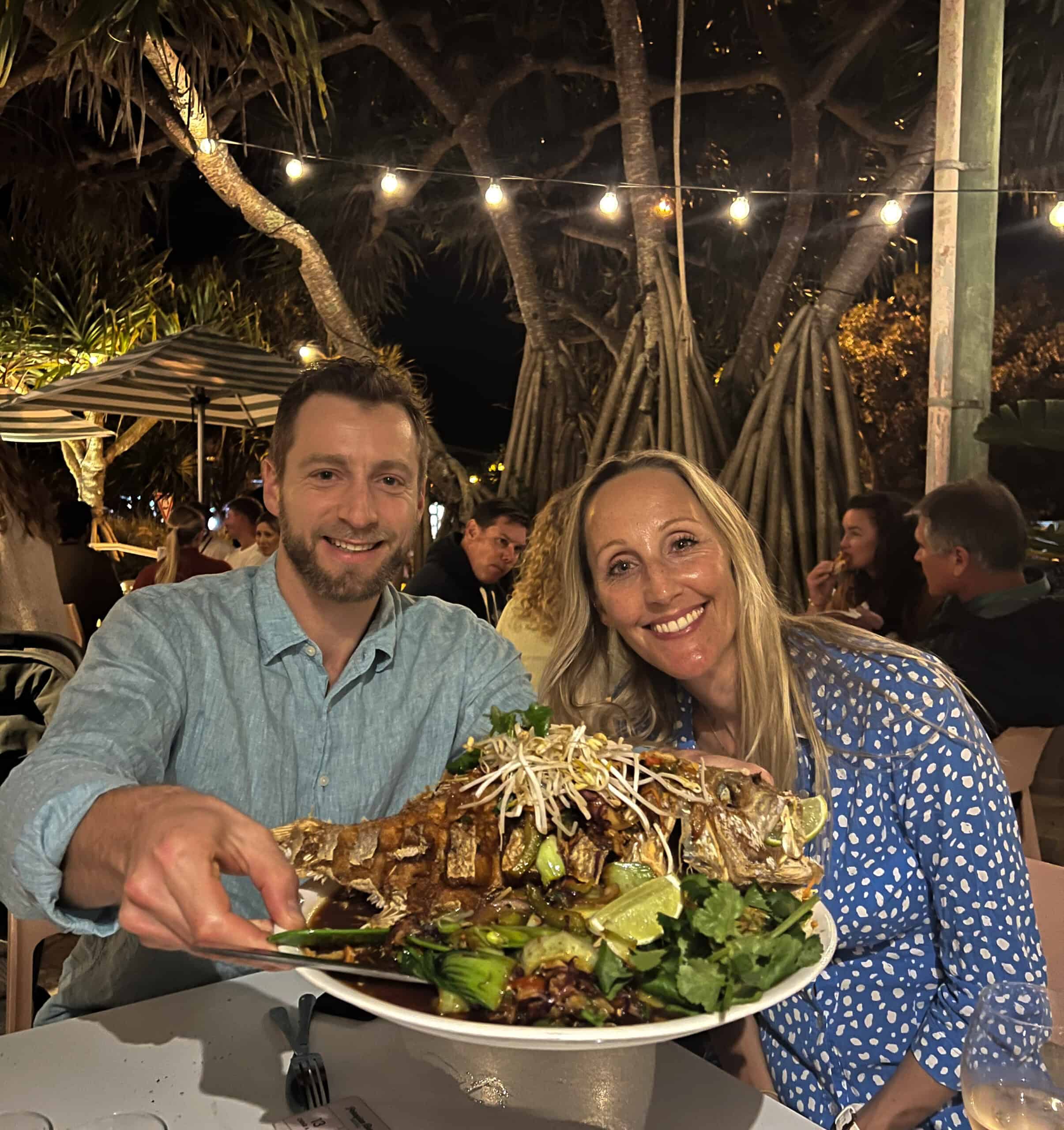 Whole fried fish, Asian style at Peregian Beach Hotel