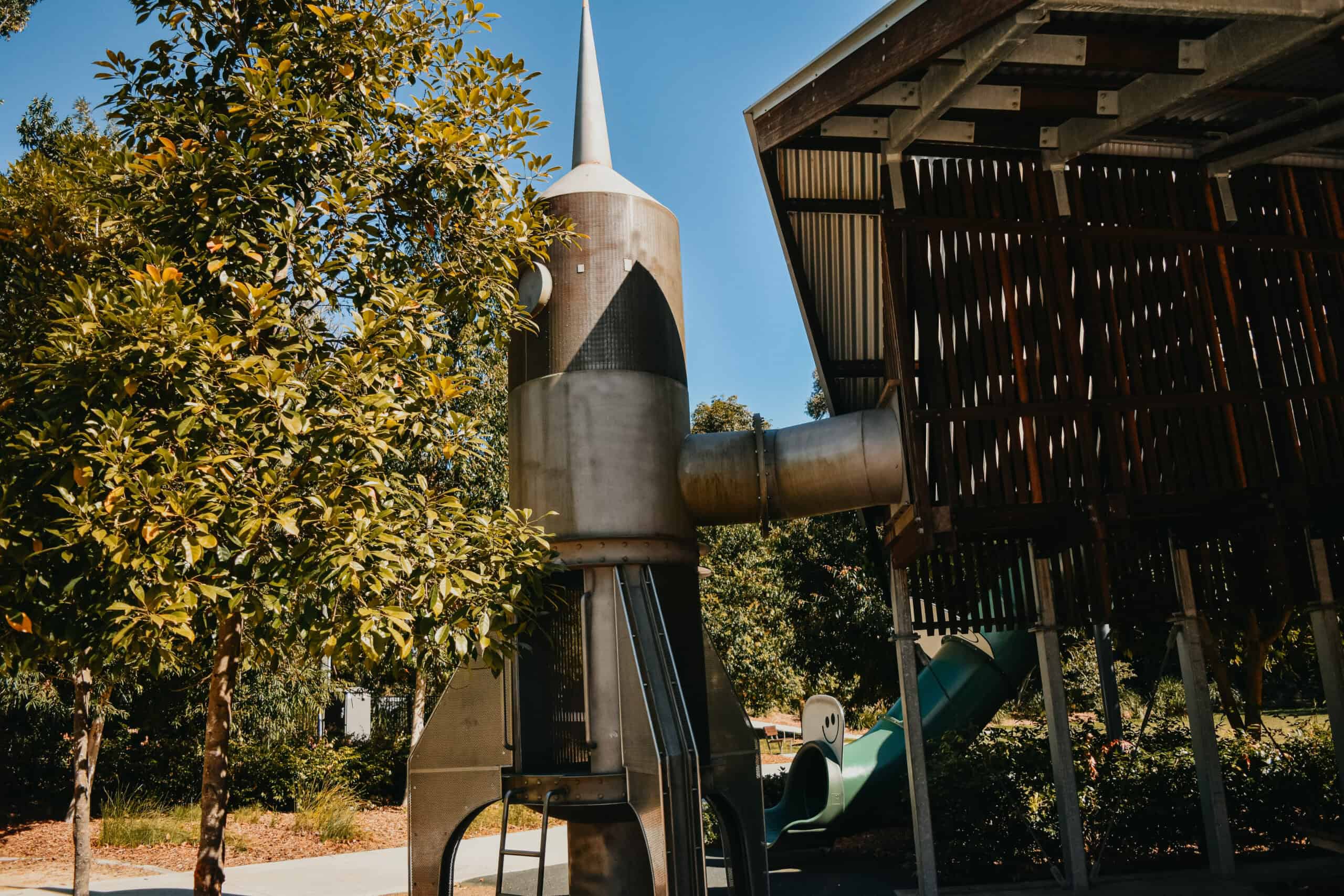 A rocket slide at an adventure playground in Noosa