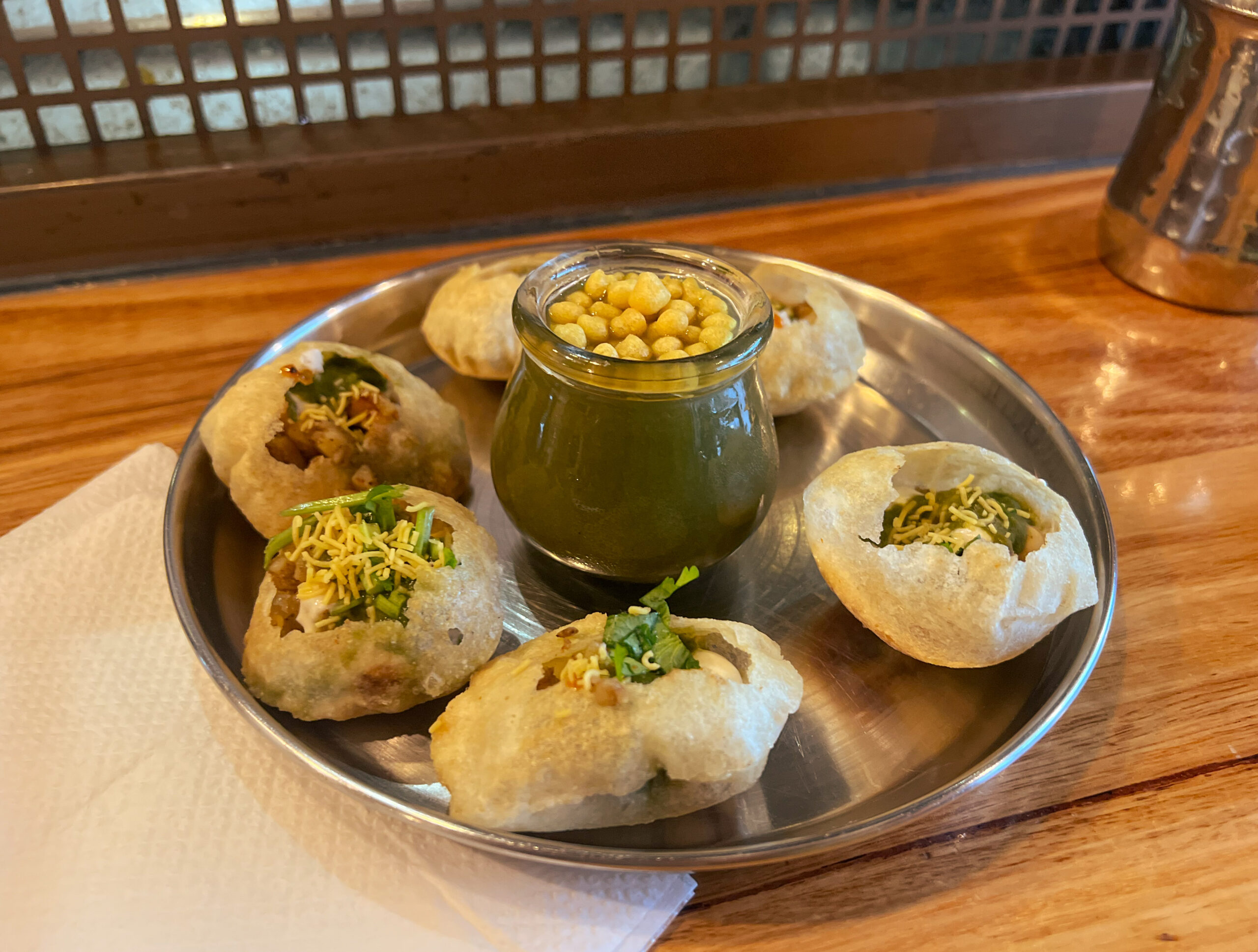 pani puri at an Indian restaurant in Melbourne