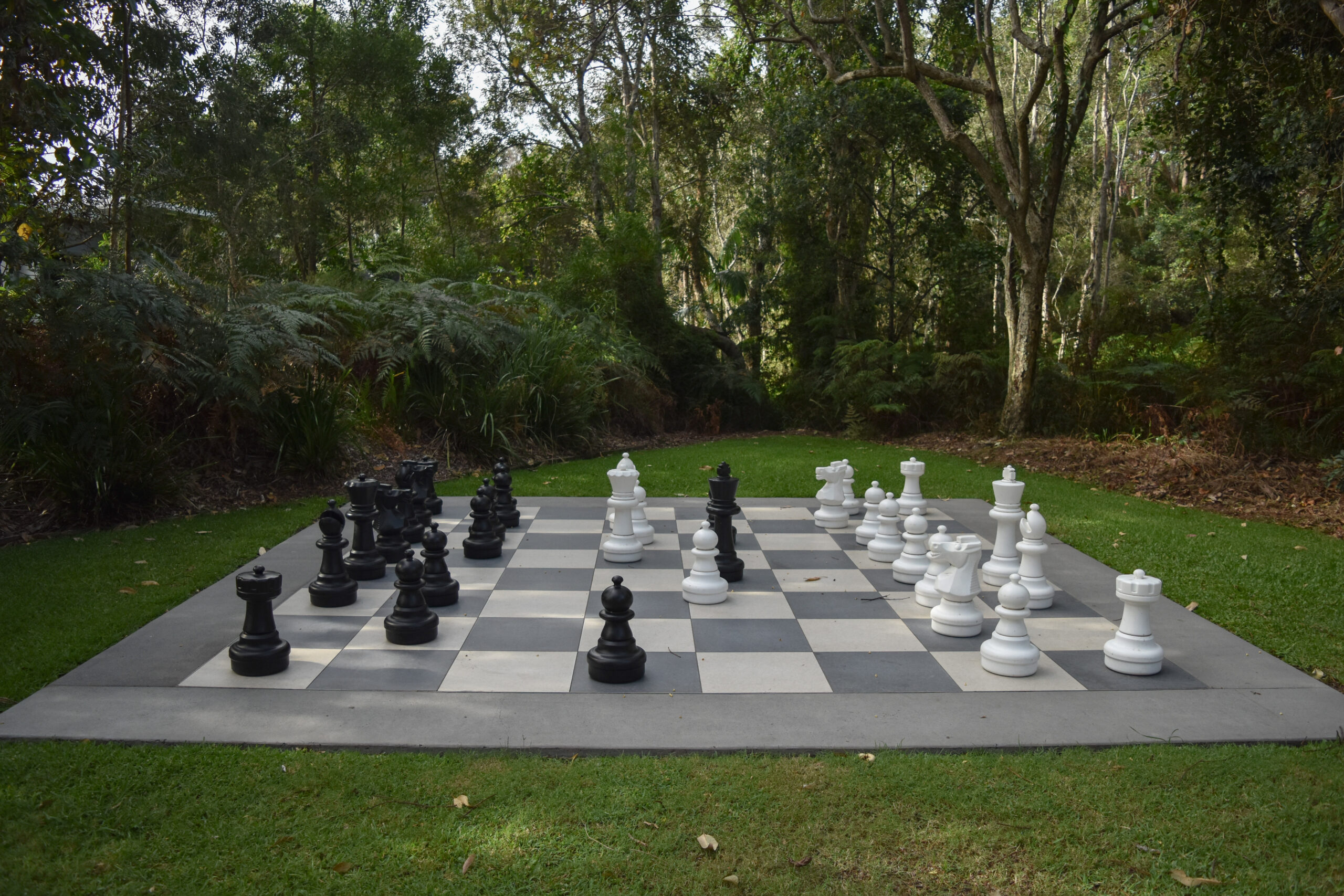 Giant chess at a family friendly resort in Byron Bay