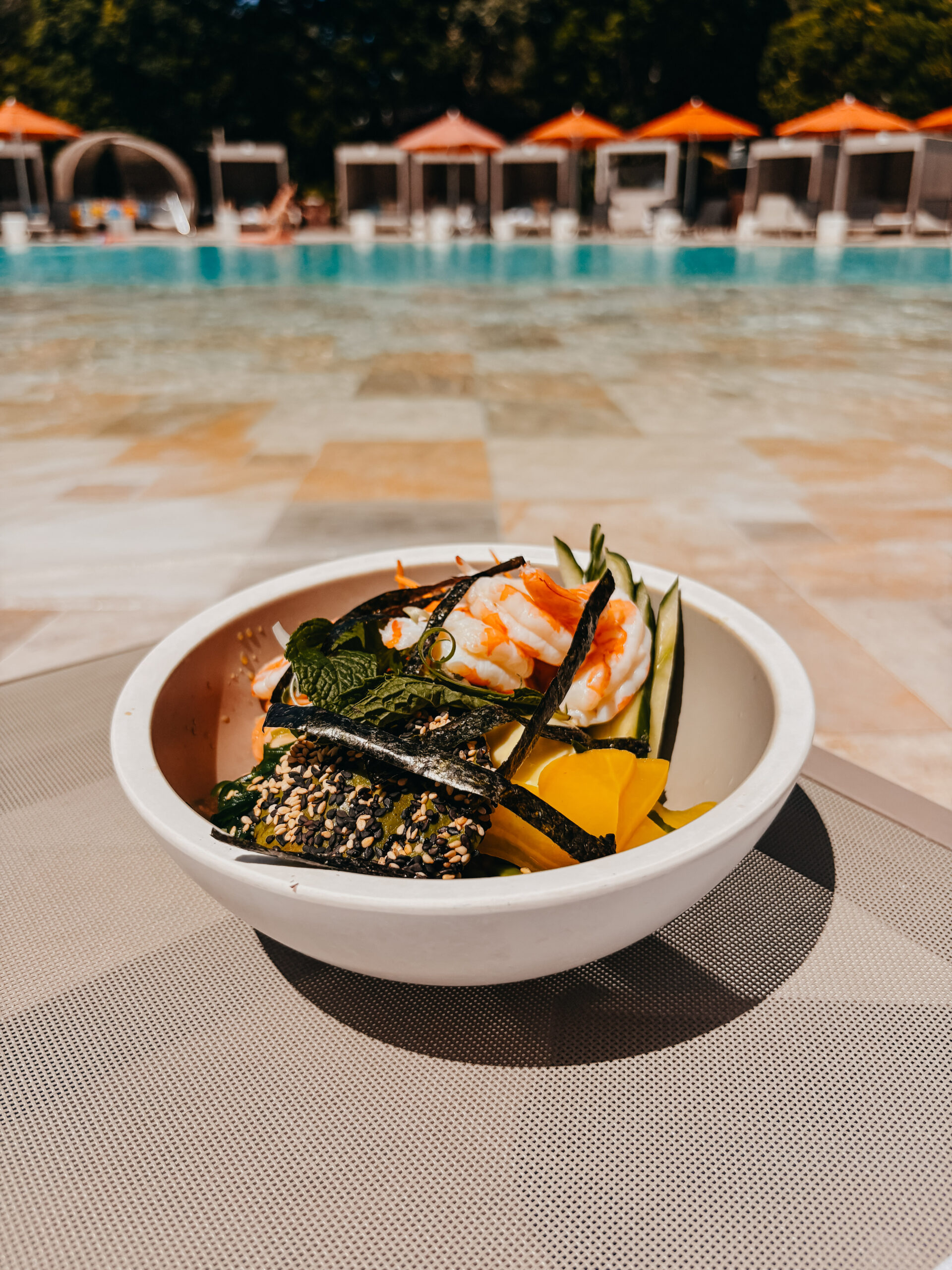 A poke bowl at the lagoon pool