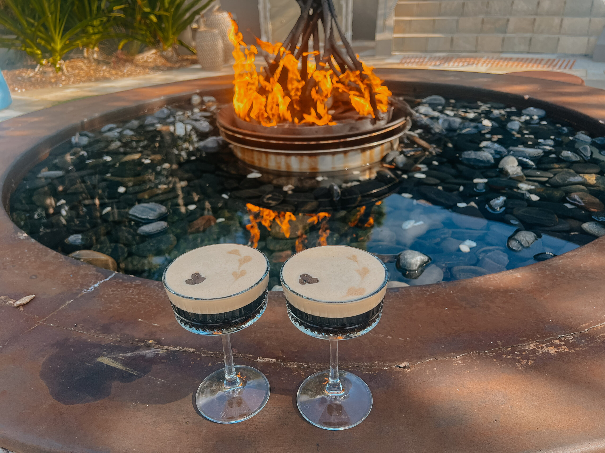 Espresso martinis by the fire pit