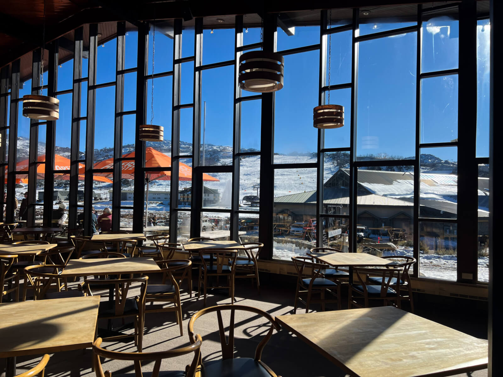 The lounge with mountain views at The Man from Snowy River Hotel
