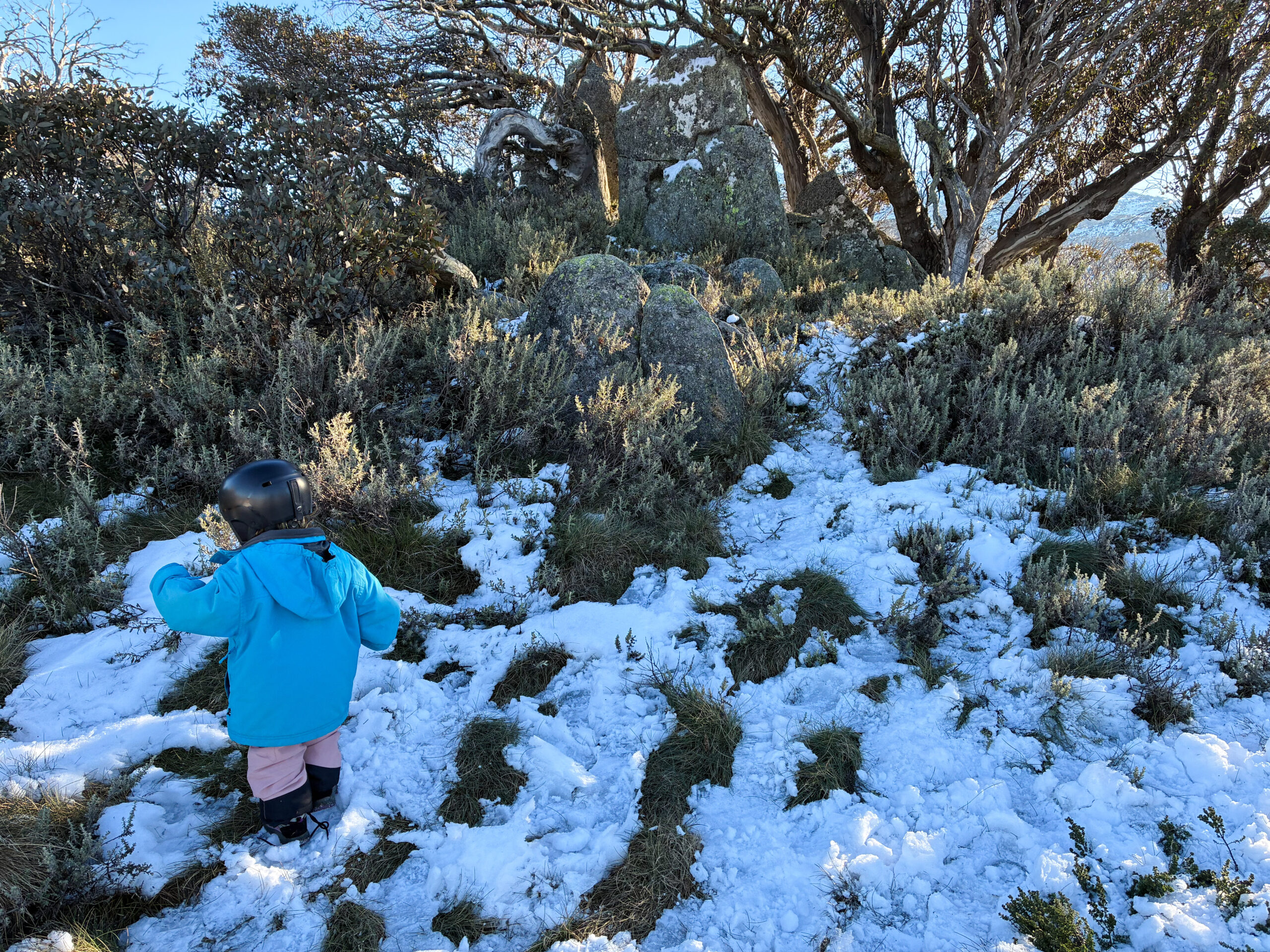 A little girl playing in the snow in Perisher